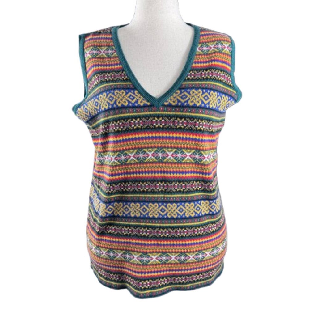 GAP 90s Y2K Vintage Celtic Scandinavian Fair Isle Funky Sweater Vest (SZ M)